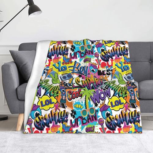 JBYJBX Flanell-Überwurfdecke mit buntem Muster, Anti-Pilling, leicht, für Reisen, Zuhause, Dekoration, Geschenke von JBYJBX