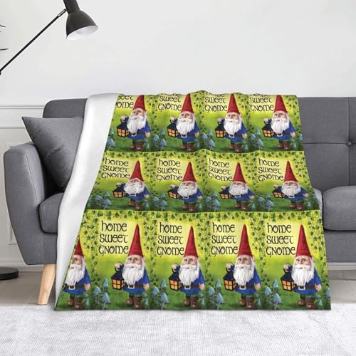 JBYJBX Flanell-Überwurfdecke mit buntem Zwergen-Druck, Anti-Pilling, leicht, für Reisen, Zuhause, Dekoration, Geschenke von JBYJBX