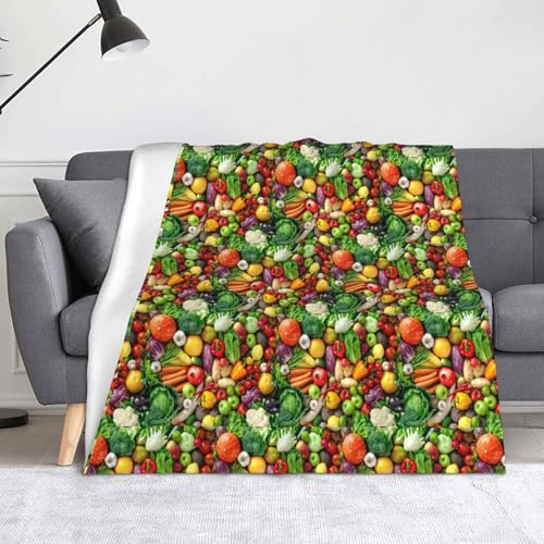 JBYJBX Flanell-Überwurfdecke mit frischem Obst und Gemüse, Anti-Pilling, leicht, für Reisen, Zuhause, Dekoration, Geschenke von JBYJBX