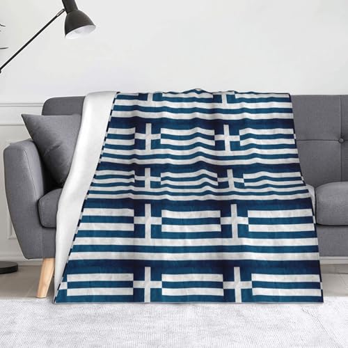 JBYJBX Flanell-Überwurfdecke mit griechischer Flagge, Anti-Pilling, leicht, für Reisen, Zuhause, Dekoration, Geschenke von JBYJBX