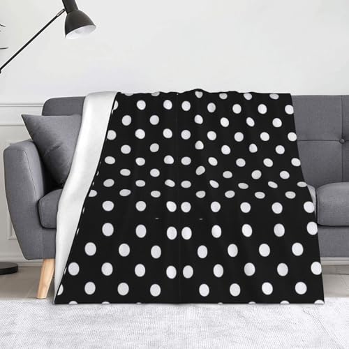 JBYJBX Flanell-Überwurfdecke mit großem Punktemuster, Anti-Pilling, leicht, für Reisen, Zuhause, Dekoration, Geschenk, Schwarz und Weiß von JBYJBX