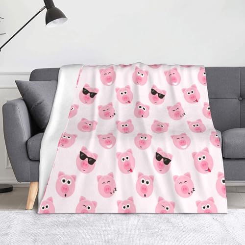 JBYJBX Flanell-Überwurfdecke mit lustigem rotem Schweinegesicht, Anti-Pilling, leicht, für Reisen, Zuhause, Dekoration, Geschenke von JBYJBX