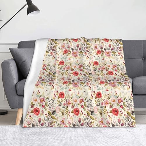 JBYJBX Flanell-Überwurfdecke mit modernem Blumendruck, Anti-Pilling, leicht, für Reisen, Zuhause, Dekoration, Geschenke von JBYJBX