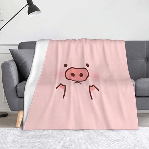 JBYJBX Flanell-Überwurfdecke mit niedlichem Schweine-Druck, Anti-Pilling, leicht, für Reisen, Zuhause, Dekoration, Geschenke von JBYJBX