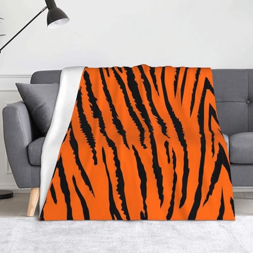 JBYJBX Flanell-Überwurfdecke mit orangefarbenem Tiger-Leopardenmuster, Anti-Pilling, leicht, für Reisen, Zuhause, Dekoration, Geschenke von JBYJBX