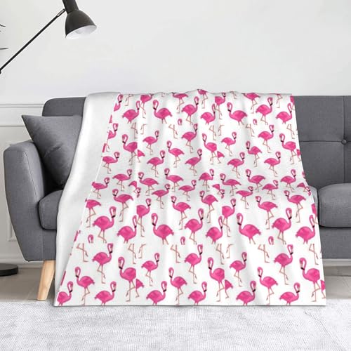JBYJBX Flanell-Überwurfdecke mit rotem Flamingo-Druck, Anti-Pilling, leicht, für Reisen, Zuhause, Dekoration, Geschenke von JBYJBX