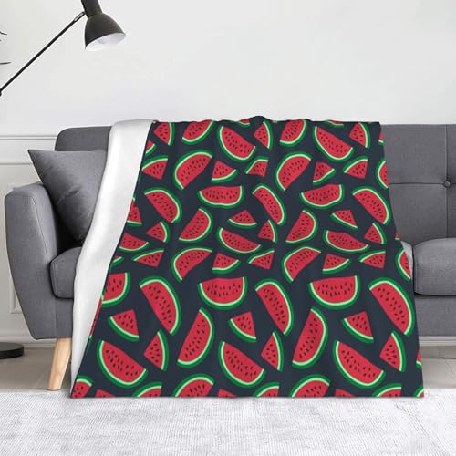 JBYJBX Flanell-Überwurfdecke mit rotem Wassermelonen-Druck, Anti-Pilling, leicht, für Reisen, Zuhause, Dekoration, Geschenke von JBYJBX