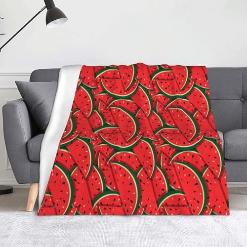 JBYJBX Flanell-Überwurfdecke mit rotem Wassermelonen-Druck, Anti-Pilling, leicht, für Reisen, Zuhause, Dekoration, Geschenke von JBYJBX