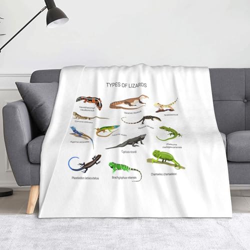 JBYJBX Flanell-Überwurfdecke mit verschiedenen Arten von Eidechsenaufdruck, Anti-Pilling, leicht, für Reisen, Zuhause, Dekoration, Geschenke von JBYJBX