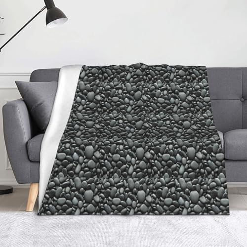 JBYJBX Flanell-Überwurfdecke mit vielen schwarzen Kieselsteinen, Anti-Pilling, leicht, für Reisen, Zuhause, Dekoration, Geschenke von JBYJBX