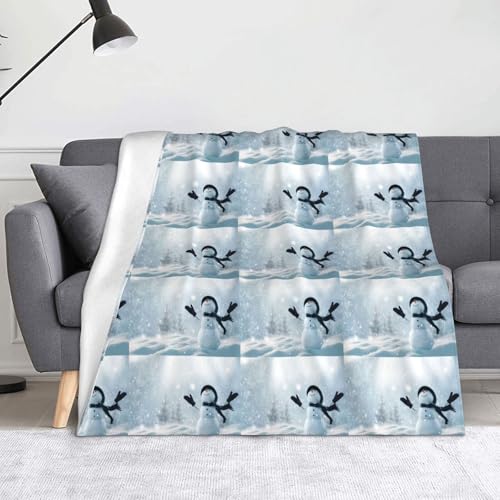JBYJBX Flanell-Überwurfdecke mit weihnachtlichem Schneemann-Druck, Anti-Pilling, leicht, für Reisen, Zuhause, Dekoration, Geschenke von JBYJBX