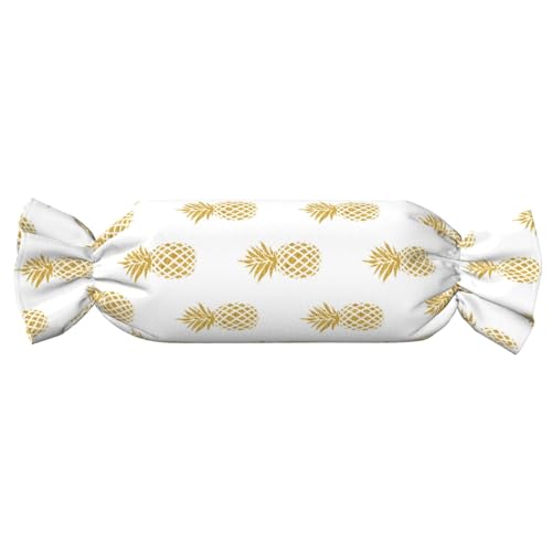 JBYJBX Goldener Ananas-Hintergrunddruck, Süßigkeiten, zylindrisch, praktisches Kissen, vielseitig, bequem, Schlafzimmer, Wohnzimmer, Reisen von JBYJBX