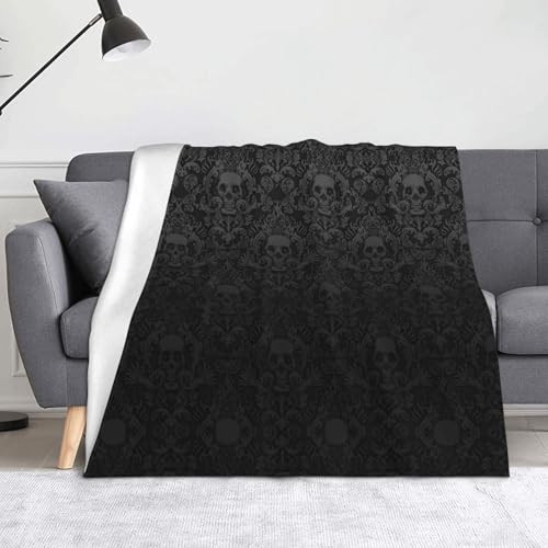 JBYJBX Gotische Tapete, Totenkopf-Druck, Anti-Pilling-Flanell, Überwurfdecke, leicht, für Reisen, Zuhause, Dekoration, Geschenke von JBYJBX