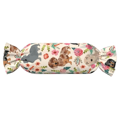JBYJBX Hunde-Blumendruck, Süßigkeiten, zylindrisch, praktisches Kissen, vielseitig, bequem, Schlafzimmer, Wohnzimmer, Reisen von JBYJBX