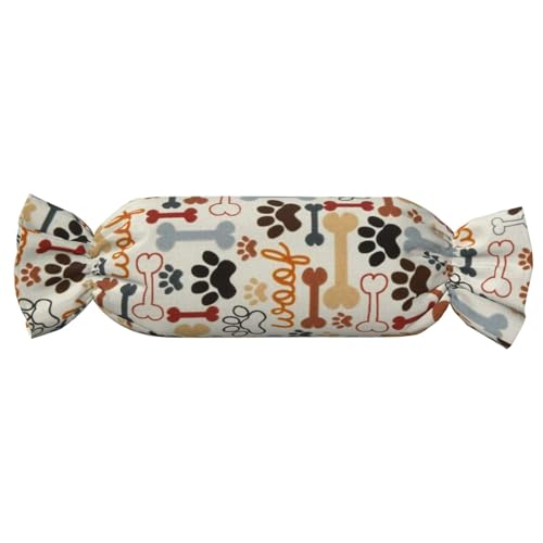 JBYJBX Hundeknochen, Pfotenabdrücke, Süßigkeiten, zylindrisch, praktisches Kissen, vielseitig, bequem, Schlafzimmer, Wohnzimmer, Reisen von JBYJBX