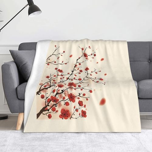 JBYJBX Japanische Frühlingsdecke mit Blumendruck, Anti-Pilling-Flanell, leicht, für Reisen, Zuhause, Dekoration, Geschenke von JBYJBX