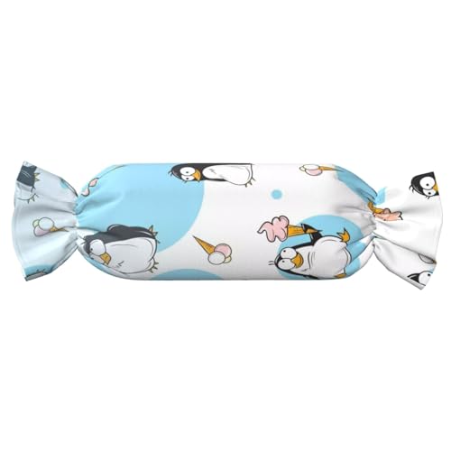 JBYJBX Niedliches Pinguin-Druck, Süßigkeiten, zylindrisch, praktisches Kissen, vielseitig, Komfort, Schlafzimmer, Wohnzimmer, Reisen von JBYJBX