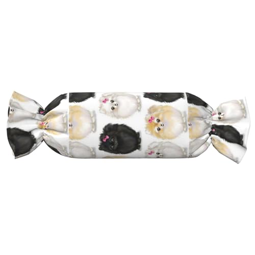 JBYJBX Pomeranians Pattern Print Candy Cylindrical Practical Pillow Versatile Comfort Bedroom Living Room Travel von JBYJBX