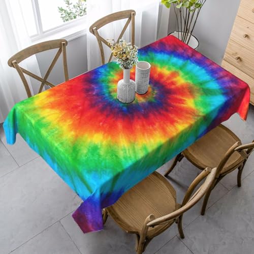 JBYJBX Rechteckige Tischdecke mit Batikfärbung, Regenbogen-Druck, für Esszimmer, Party, Innen- und Außenbereich, dekorative Tischdecke JBYJBX Rechteckige Tischdecke mit Batikfärbung, Regenbogen-Druck, für Esszimmer, Party, Innen- und Außenbereich, dekorative Tischdecke von JBYJBX