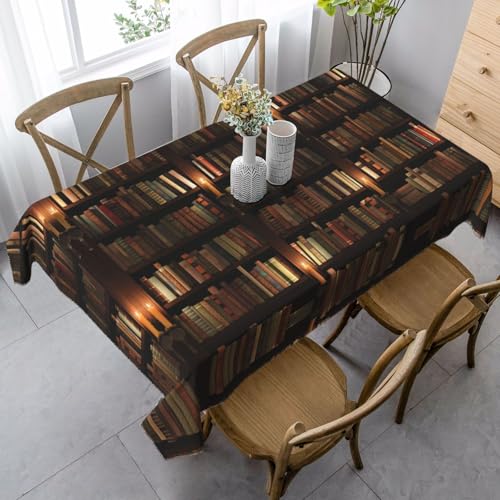 JBYJBX Rechteckige Tischdecke mit Buchzimmer-Bibliotheksdruck, für Esszimmer, Party, Innen- und Außenbereich, dekorative Tischdecke JBYJBX Rechteckige Tischdecke mit Buchzimmer-Bibliotheksdruck, für Esszimmer, Party, Innen- und Außenbereich, dekorative Tischdecke von JBYJBX