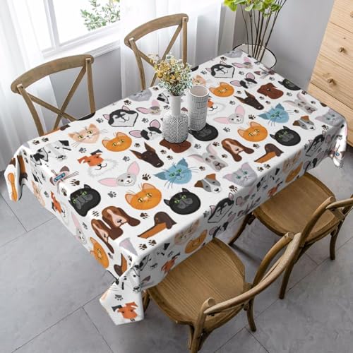 JBYJBX Rechteckige Tischdecke mit Cartoon-Katzen- und Hunde-Druck, für Esszimmer, Party, Innen- und Außenbereich, dekorative Tischdecke JBYJBX Rechteckige Tischdecke mit Cartoon-Katzen- und Hunde-Druck, für Esszimmer, Party, Innen- und Außenbereich, dekorative Tischdecke von JBYJBX