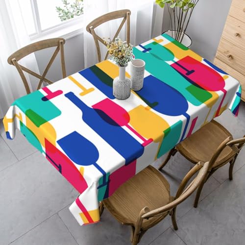 JBYJBX Rechteckige Tischdecke mit Cocktailgläsern und Weinflaschen, für Esszimmer, Party, Innen- und Außenbereich, dekorative Tischdecke von JBYJBX
