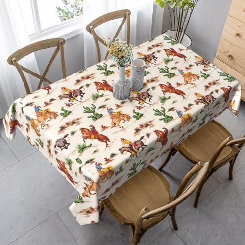 JBYJBX Rechteckige Tischdecke mit Cowboy-Aufdruck, für Esszimmer, Party, Innen- und Außenbereich, dekorative Tischdecke JBYJBX Rechteckige Tischdecke mit Cowboy-Aufdruck, für Esszimmer, Party, Innen- und Außenbereich, dekorative Tischdecke von JBYJBX