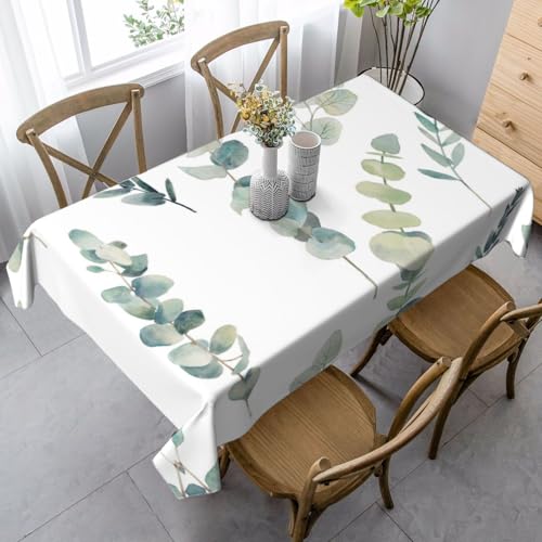 JBYJBX Rechteckige Tischdecke mit Eukalyptusblättern, für Esszimmer, Party, Innen- und Außenbereich, dekorative Tischdecke von JBYJBX