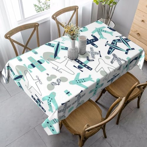 JBYJBX Rechteckige Tischdecke mit Flugzeugdruck, für Esszimmer, Party, Innen- und Außenbereich, dekorative Tischdecke von JBYJBX