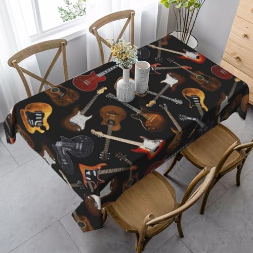 JBYJBX Rechteckige Tischdecke mit Gitarren-Druck, für Esszimmer, Party, Innen- und Außenbereich, dekorative Tischdecke von JBYJBX