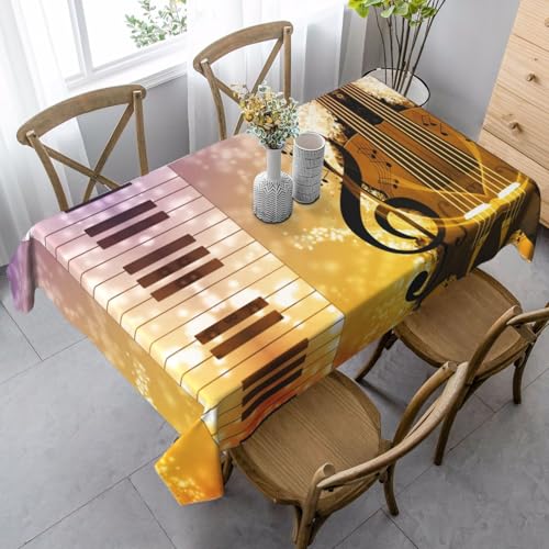 JBYJBX Rechteckige Tischdecke mit Klavier- und Violinen-Motiv, für Esszimmer, Party, Innen- und Außenbereich, dekorative Tischdecke von JBYJBX