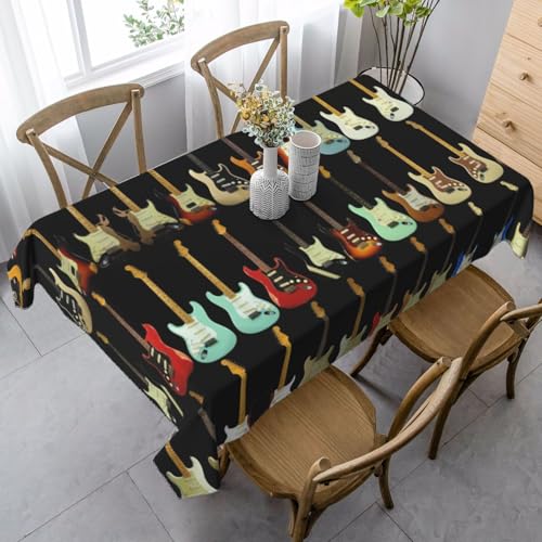 JBYJBX Rechteckige Tischdecke mit Kunstgitarre-Muster, für Esszimmer, Party, Innen- und Außenbereich, dekorative Tischdecke von JBYJBX