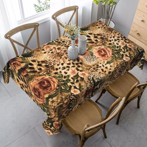 JBYJBX Rechteckige Tischdecke mit Leopardenmuster, für Esszimmer, Party, Innen- und Außenbereich, dekorative Tischdecke von JBYJBX