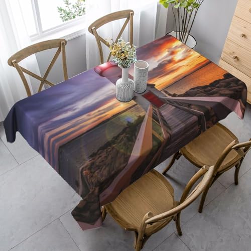 JBYJBX Rechteckige Tischdecke mit Leuchtturm-Druck, für Esszimmer, Party, Innen- und Außenbereich, dekorative Tischdecke von JBYJBX