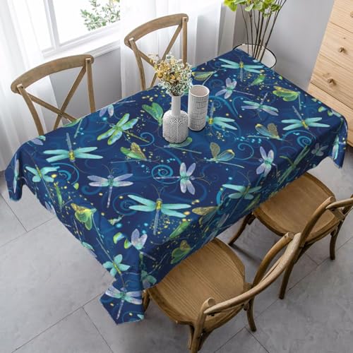 JBYJBX Rechteckige Tischdecke mit Libellen-Druck, für Esszimmer, Party, Innen- und Außenbereich, dekorative Tischdecke von JBYJBX