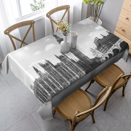 JBYJBX Rechteckige Tischdecke mit London-Druck, für Esszimmer, Party, Innen- und Außenbereich, dekorative Tischdecke von JBYJBX
