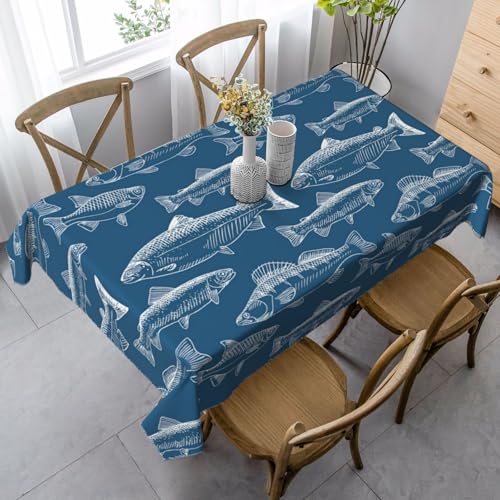 JBYJBX Rechteckige Tischdecke mit Ozeanfisch-Motiv, für Esszimmer, Party, Innen- und Außenbereich, dekorative Tischdecke von JBYJBX