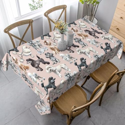 JBYJBX Rechteckige Tischdecke mit Pudel-Motiv, für Esszimmer, Party, Innen- und Außenbereich, dekorative Tischdecke JBYJBX Rechteckige Tischdecke mit Pudel-Motiv, für Esszimmer, Party, Innen- und Außenbereich, dekorative Tischdecke von JBYJBX