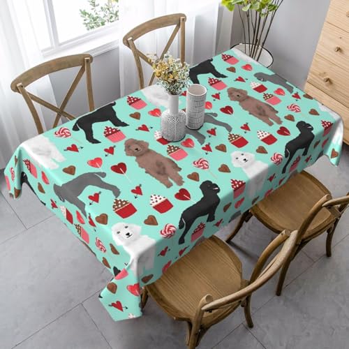 JBYJBX Rechteckige Tischdecke mit Pudel-Motiv, für Esszimmer, Party, Innen- und Außenbereich, dekorative Tischdecke von JBYJBX