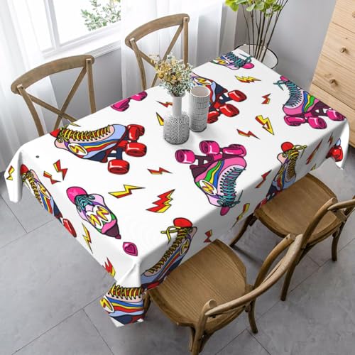 JBYJBX Rechteckige Tischdecke mit Rollschuh-Druck, für Esszimmer, Party, Innen- und Außenbereich, dekorative Tischdecke JBYJBX Rechteckige Tischdecke mit Rollschuh-Druck, für Esszimmer, Party, Innen- und Außenbereich, dekorative Tischdecke von JBYJBX