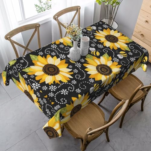 JBYJBX Rechteckige Tischdecke mit Sonnenblumen-Bienen-Druck, für Esszimmer, Party, Innen- und Außenbereich, dekorative Tischdecke JBYJBX Rechteckige Tischdecke mit Sonnenblumen-Bienen-Druck, für Esszimmer, Party, Innen- und Außenbereich, dekorative Tischdecke von JBYJBX