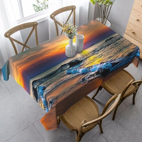 JBYJBX Rechteckige Tischdecke mit Strand- und Sonnenuntergangs-Druck, für Esszimmer, Party, Innen- und Außenbereich, dekorative Tischdecke JBYJBX Rechteckige Tischdecke mit Strand- und Sonnenuntergangs-Druck, für Esszimmer, Party, Innen- und Außenbereich, dekorative Tischdecke von JBYJBX