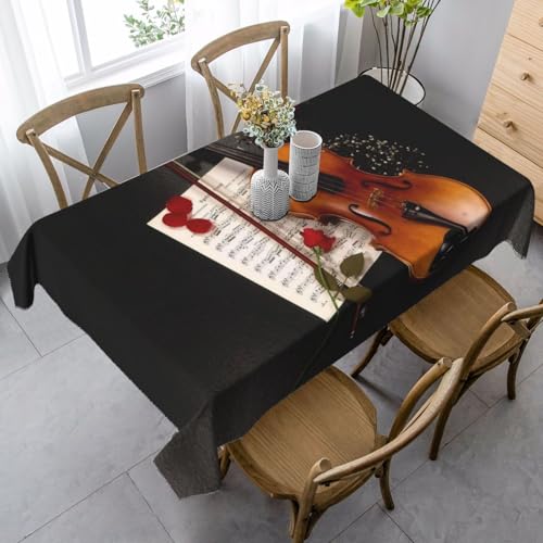 JBYJBX Rechteckige Tischdecke mit Violinen-Notenmuster, für Esszimmer, Party, Innen- und Außenbereich, dekorative Tischdecke von JBYJBX