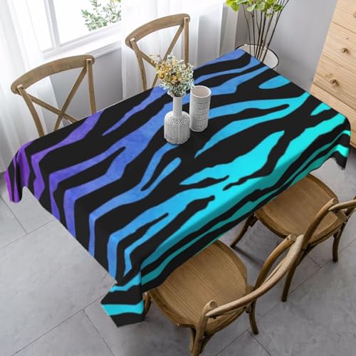 JBYJBX Rechteckige Tischdecke mit Zebrastreifen, für Esszimmer, Party, Innen- und Außenbereich, dekorativ, Violett / Blau / Grün von JBYJBX