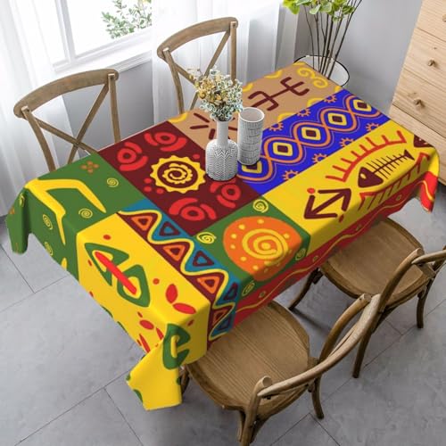 JBYJBX Rechteckige Tischdecke mit afrikanischem Nationalmuster, für Esszimmer, Party, Innen- und Außenbereich, dekorative Tischdecke JBYJBX Rechteckige Tischdecke mit afrikanischem Nationalmuster, für Esszimmer, Party, Innen- und Außenbereich, dekorative Tischdecke von JBYJBX