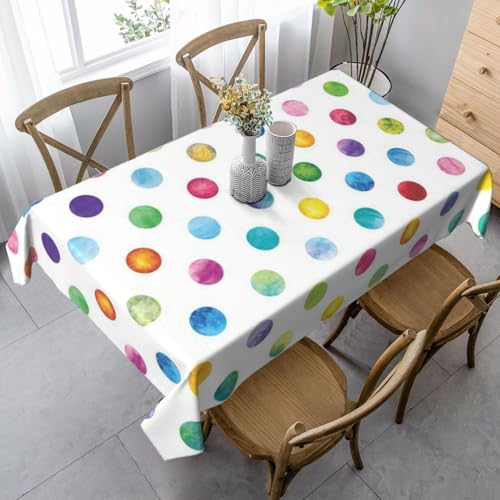 JBYJBX Rechteckige Tischdecke mit blauem Punktemuster, für Esszimmer, Party, Innen- und Außenbereich, dekorative Tischdecke von JBYJBX