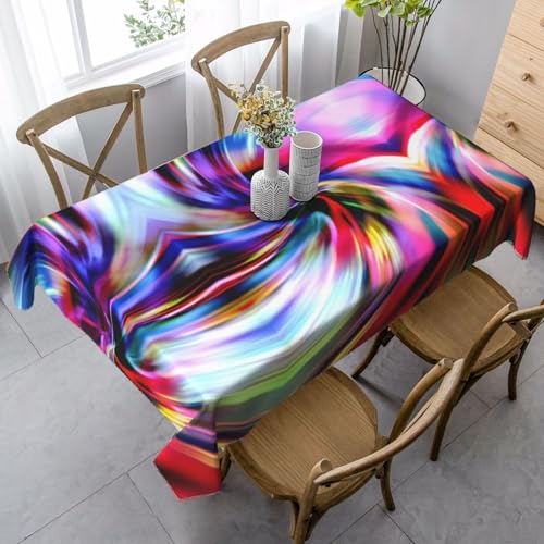 JBYJBX Rechteckige Tischdecke mit buntem Batikdruck, für Esszimmer, Party, Innen- und Außenbereich, dekorative Tischdecke von JBYJBX