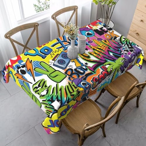 JBYJBX Rechteckige Tischdecke mit buntem Muster, für Esszimmer, Party, Innen- und Außenbereich, dekorative Tischdecke JBYJBX Rechteckige Tischdecke mit buntem Muster, für Esszimmer, Party, Innen- und Außenbereich, dekorative Tischdecke von JBYJBX