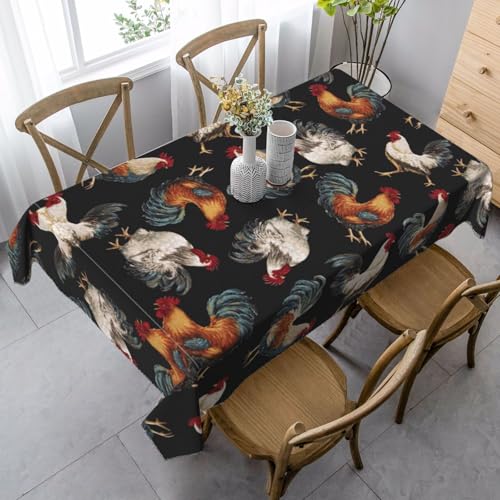 JBYJBX Rechteckige Tischdecke mit französischem Hahn-Druck, für Esszimmer, Party, Innen- und Außenbereich, dekorative Tischdecke von JBYJBX