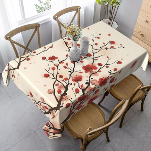 JBYJBX Rechteckige Tischdecke mit japanischem Frühlingsblumendruck, für Esszimmer, Party, Innen- und Außenbereich, dekorative Tischdecke JBYJBX Rechteckige Tischdecke mit japanischem Frühlingsblumendruck, für Esszimmer, Party, Innen- und Außenbereich, dekorative Tischdecke von JBYJBX